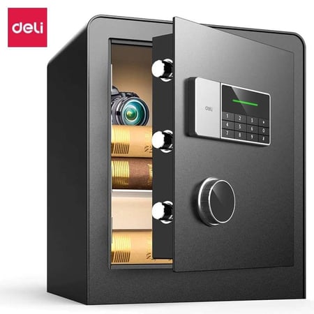 خزنه ديلي امان مع رمز سري بشاشه عرض اسود Deli ET 551