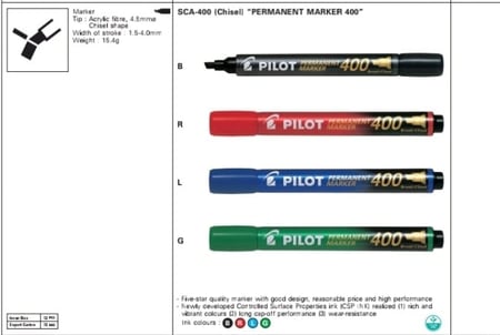 معلم بايلوت مشطوف لون ازرق  علبة 12 قلم