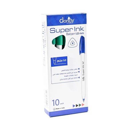 اقلام حبر داندي لون اخضر علبه 10 قلم