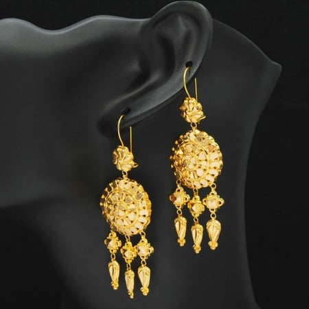 حلق ذهب كرسي جابر عيار 21 (E6127)