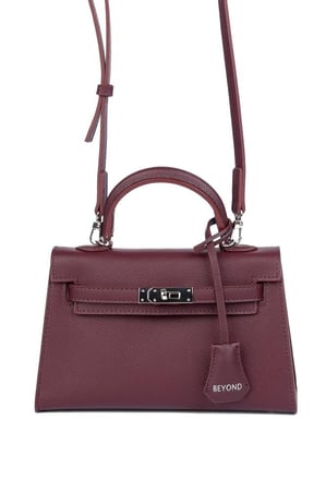 شنطة بيوند 22 كيلي ستايل مع ستراب- برغندي/فضي