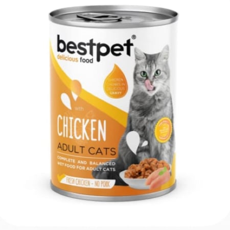 بيست بيت طعام القطط الرطب بالدجاج من Bestpet - وجبة شهية ومتكاملة لقطتك البالغة!