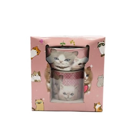 طقم السيراميك الأنيق لمحبي القطط (كوب + وعاء)