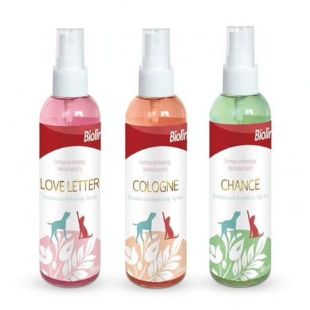 بخاخ معطر ومزيل روائح "Biolir" للحيوانات الأليفة (3 عطور فاخرة)