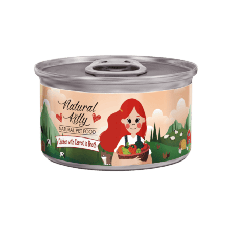 ناتشورال كيتي طعام رطب بنكهة الدجاج والجزر مع المرق للقطط البالغة والصغيرة