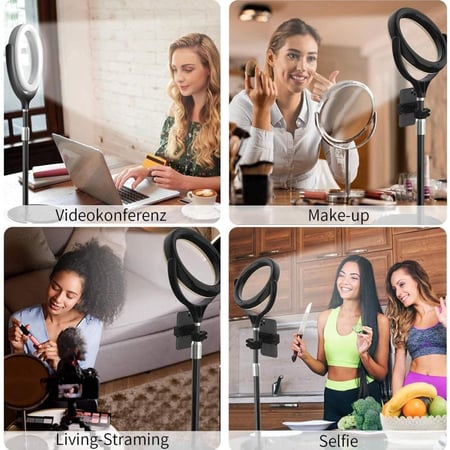 K&F Concept Ring Light Laptop Video Conference Light, LED Ring Light with Tripod and Phone Holder for Phone and Webcam, 8inch