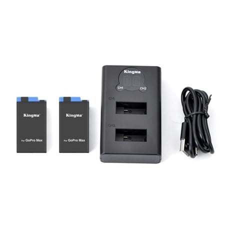 KingMa SPCC1B 2-Pack Battery and Lcd Dual Charger for Gopro Max