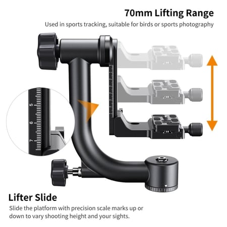 K&F CONCEPT BIRD-SHOOTING & SPORT WATCHING TRIPOD GIMBAL HEAD (MAX LOAD 20KG)