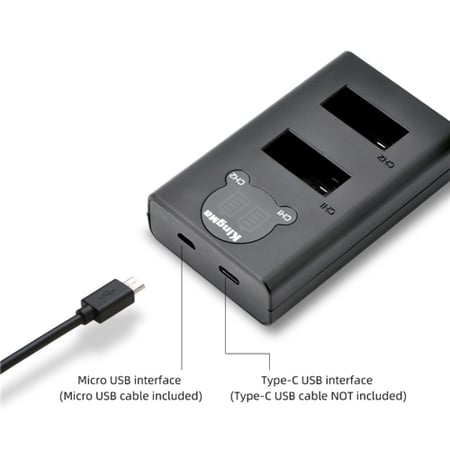 KingMa SPCC1B 2-Pack Battery and Lcd Dual Charger for Gopro Max