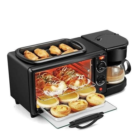 ساتشي ماكينة تحضير الافطار 3 في 1 متعددة الوظائف، صينية غير لاصقة، صينية فرن، ماكينة تحضير القهوة، NL-BS-2951