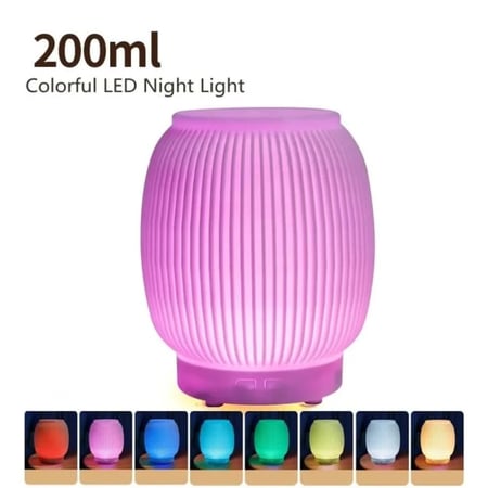 فواحة ومرطب هواء متعدد الإضاءات LED بتقنية الموجات فوق الصوتية، سعة 200 مل وإيقاف تلقائي للاستخدام في المنزل والمكتب والسفر