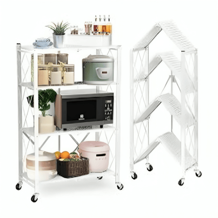 رف تخزين قابل للطي من اربعة طبقات لون (ابيض)