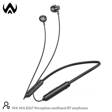 سماعات اذن بشريط للرقبة من دبليو ايه من السليكون بتصميم مضاد للانزلاق، تصميم خفيف الوزن، وقت تشغيل 20 ساعة