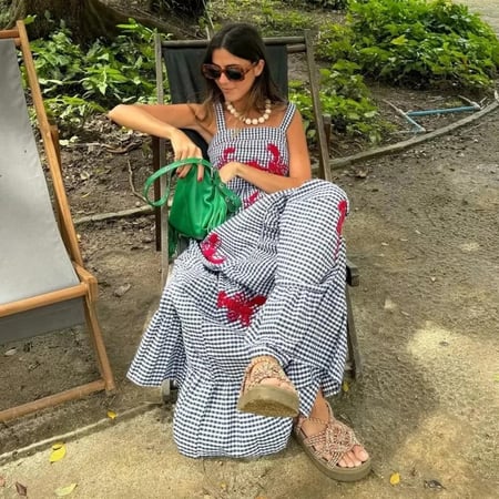 فستان منقوش بلا أكمام