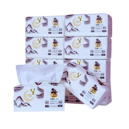 مناديل طوي العائلية 600 منديل مفرد 4 طبقات 10 عبوة