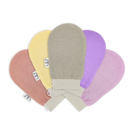 LEF Korean Glove to Exfoliate Skin with a Double Layer (YELLOW)