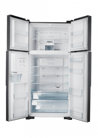 ثلاجة دولابي هيتاشي ، أربع أبواب، 19.1 قدم، جلاس بلاك - R-W-660-PS7-GBK