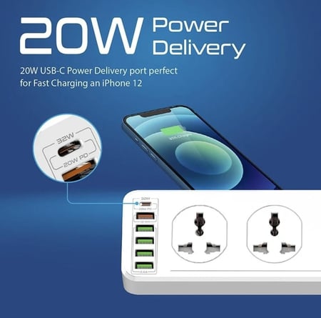 توصيلة كهربائية من شركة بروميت 10منافذ بطول 5 متر