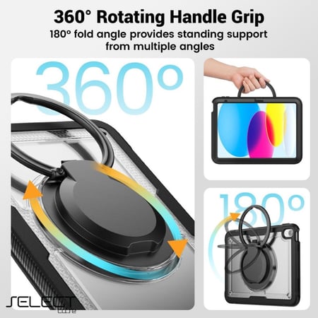 سيليكت - جراب حماية بتقنية Thermoline مع ستاند للايباد الجيل ( السابع/الثامن/التاسع) 10.2inch - شفاف