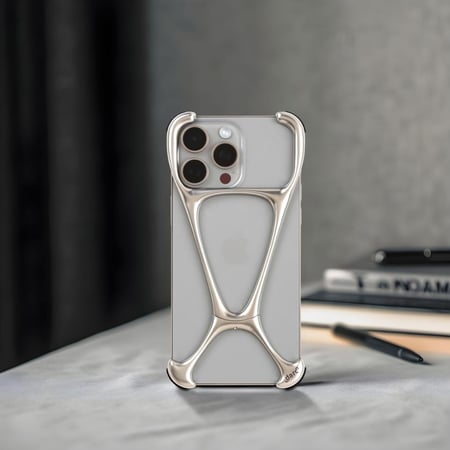 دارك - جراب الهيكل المصنوع من ستانلس ستيل فضي لامع