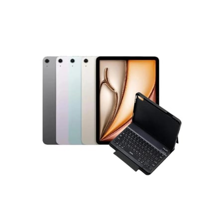 ابل - ايباد اير 11 M3 2025، بسعة 256 جيجا، واي فاي بدون شريحة، متعدد الالوان + قارنت كیبورد لاسلكي FOLIO BOARD