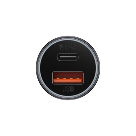 بيسوس - شاحن سيارة بقوة 60 واط بمنفذ تايب سي و منفذ يو اس بي متعدد الالوان