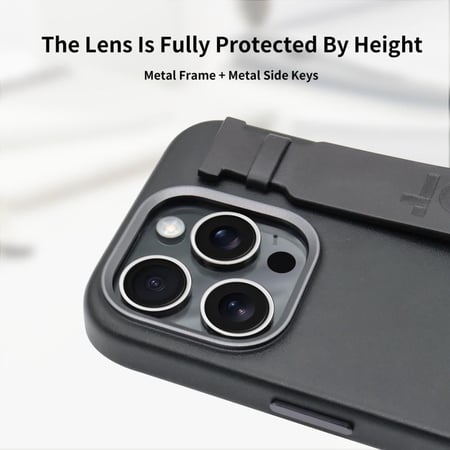 ألوت - كفر حماية Alot نوبل جلد ماج سيف مع اطار معدني للكاميرا للايفون 16 برو / 16 برو ماكس - اسود