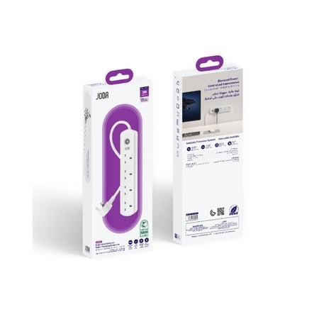 جودا - توصيلة كهرباء 4 مخارج و بطول 3 متر بحماية متعددة VoltLink - أبي