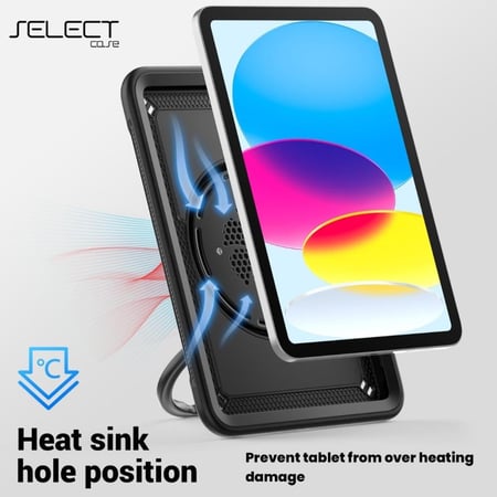 سيليكت - جراب حماية بتقنية Thermoline مع ستاند للايباد الجيل ( السابع/الثامن/التاسع) 10.2inch - اسود