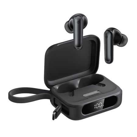 ساوندكور - سماعة اذن P41i بلوتوث 3 في 1 ستاند للجوال مع كيبل تايب سي مدمج لشحن الجوال - اسود