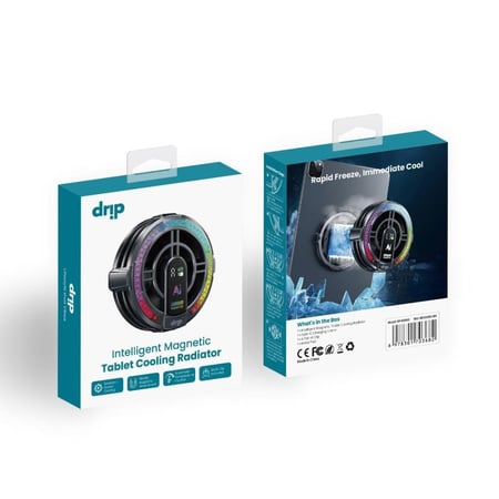 دريب - مبرد مغناطيسي ذكي بتقنية الذكاء الاصطناعي للتابلت مع شاشة LED وقبضة قابلة للإزالة – أسود