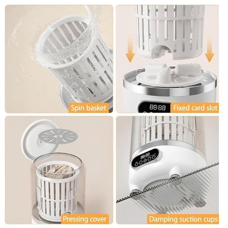 غسالة محمولة قابلة للشحن 3 في 1 للملابس الصغيرة + كبسولات غسيل هدية  - ابيض