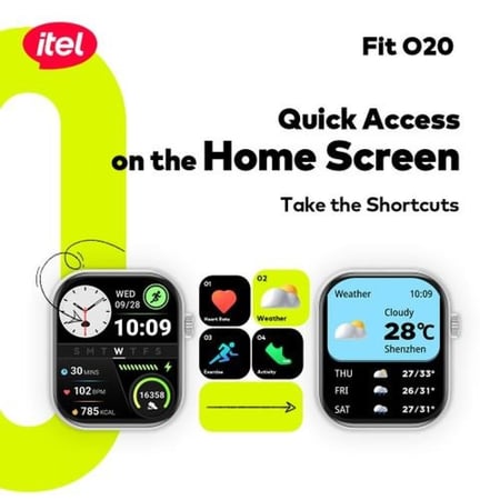 ايتيل - ساعة ذكية Fit O20 مقاس 2.04 بوصة عالية الدقة IP68 مدعومة بالذكاء الاصطناعي متعدد الالوان