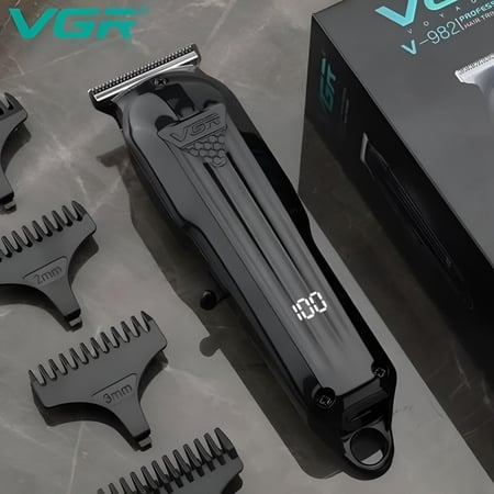 في جي ار - ماكينة حلاقة وتحديد بشاشة رقمية وشحن V-982 USB - أسود