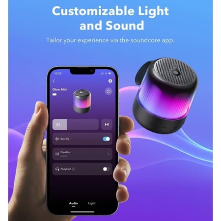 ساوندكور - مكبر صوت المحمول صوت ديناميكي 360 درجة Glow Mini - اسود