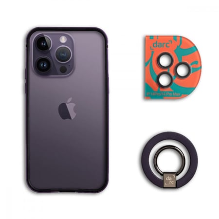 دارك - مجموعة 3 في 1 إيطار + حماية الكاميرة + مسكة ماق سيف لون سلفر