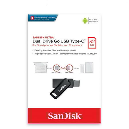 سانديسك - فلاشة كمبيوتر + تايب سي 32 جيجا بايت