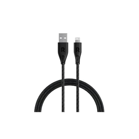 راف باور - كيبل لايتننق الى USB بطول 3 متر نايلون - اسود