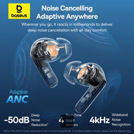 بيسوس - سماعة Bass BP1 Pro لاسلكية صوت ANC6 بطارية 55 ساعة مقاومة IP55 – أسود