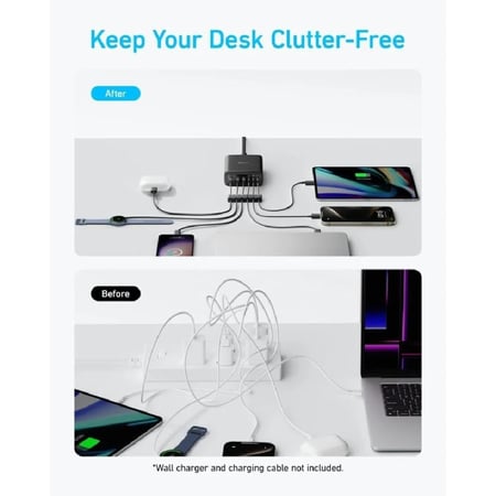 انكر منصة شحن بقوة 112 واط ثلاث منافذ يو اس بي وثلاث منافذ تايب سي