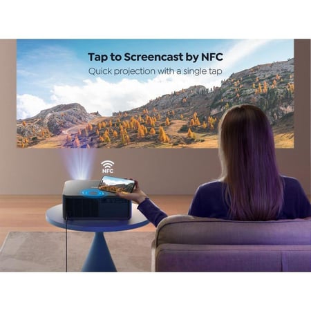 يابر - K2s بروجكتر ذكي محمول مع مكبر صوت جي بي ال مزدوج بقوة 10 واط  - اسود