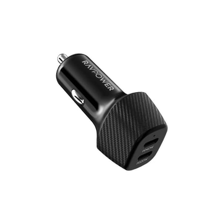 راف بور - شاحن سيارة بمنفذين تايب سي و بقوة 60 واط - اسود
