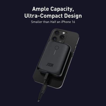 جودا - بطارية متنقلة JODA PICO 10 بقوة 20 واط بسعة 10000 ملي امبير بمنفذ تايب سي - اسود