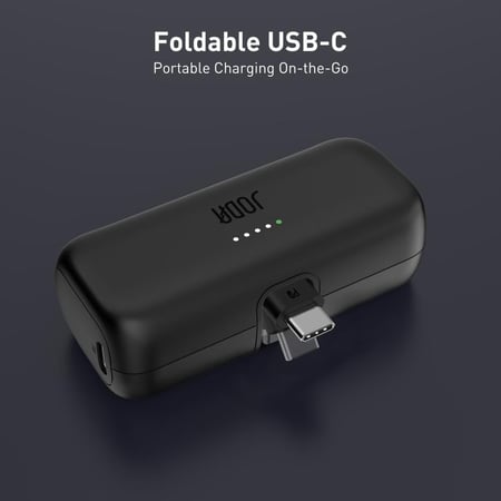 جودا - بطارية متنقلة JODA PICO 5 بي دي بسعة 5000 ملي امبير بشاحن تايب سي مدمج ومنفذ تايب سي - اسود