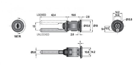 قفل خزنه ملفات حديد 20 ملي 180 درجة