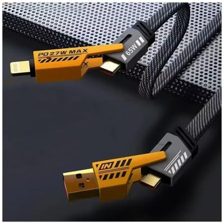 كابل شحن سريع 6A Type-C مع محول 4 في 1 بقوة 65 واط