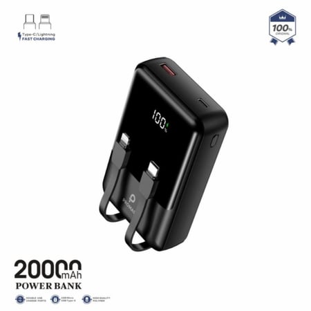 بطارية متنقلة بقوة 22.5 واط بسعه 20,000 ملي امبير - اسود