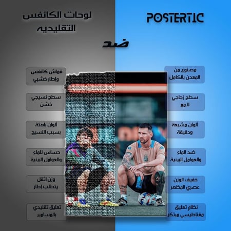 لوحة معدنية ليونيل ميسي بين الماضي والحاضر