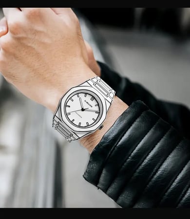 ساعة كاربون رجالية بيضاء