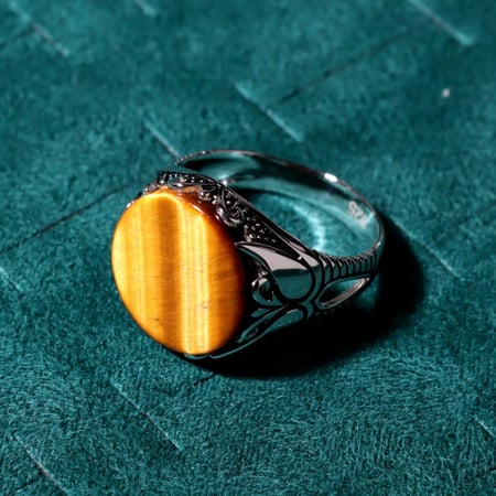 خاتم بتصميم عثماني فضة عيار 925 عين النمر